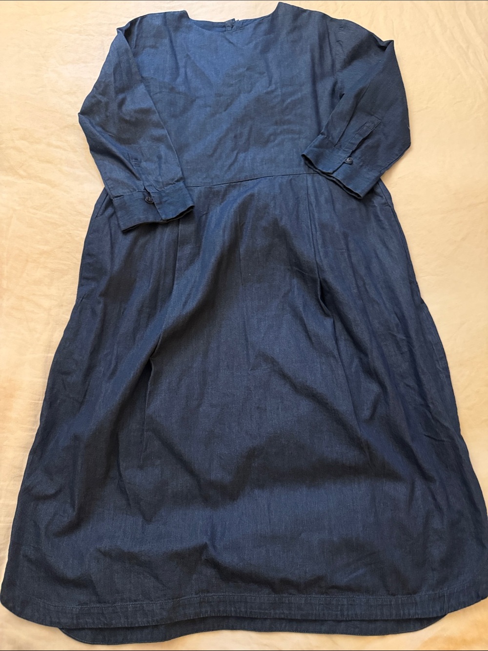 Muji Navy Blue Long Sleeve Midi Dress - Picture 1 of 12